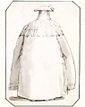 Caricature of a Fat Person Wearing a Long Cloak and a Tricorne, Seen from Behind, Giovanni Battista Tiepolo (Italian, Venice 1696–1770 Madrid), Pen and black ink, gray wash