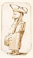 Caricature of a Man in a Mask and a Tricorne, Standing in Profile to the Left, Giovanni Battista Tiepolo  Italian, Pen and brown ink, brown wash