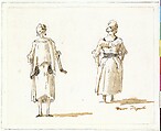 Caricature of Two Women Seen From Behind, Giovanni Domenico Tiepolo Italian, Pen and gray ink, brown and gray wash