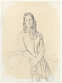 Portrait of Madame Gabrielle Marcotte de Quivières, Théodore Chassériau (French, Le Limon, Saint-Domingue, West Indies 1819–1856 Paris), Graphite on white wove paper darkened to buff, mounted on stiff paper