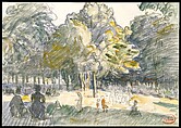Study for 'Le Ranelagh', Henri-Edmond Cross (Henri-Edmond Delacroix) (French, Douai 1856–1910 Saint-Clair), Watercolor over black chalk on cream wove paper