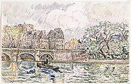Paris: Le Place Dauphine, Paul Signac (French, Paris 1863–1935 Paris), Watercolor and black crayon