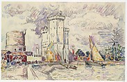 La Rochelle, Paul Signac (French, Paris 1863–1935 Paris), Black crayon and watercolor