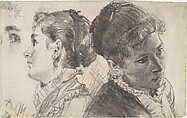 Studies of a Young Woman, Adolph Menzel (German, Breslau 1815–1905 Berlin), Graphite on paper