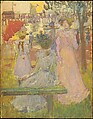Late Afternoon, Summer, Maurice Brazil Prendergast  (American, St. John’s, Newfoundland 1858–1924 New York), Watercolor and pastel over pencil, bordered in pencil along lower edge