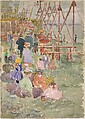Swings, Revere Beach, Maurice Brazil Prendergast  (American, St. John’s, Newfoundland 1858–1924 New York), Watercolor over pencil