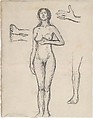 Standing Nude Woman and Studies of a Hand, Leg, and Feet, Maurice Brazil Prendergast  (American, St. John’s, Newfoundland 1858–1924 New York), Pencil