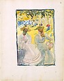 Large Boston Public Garden Sketchbook: Two women sitting in a park, Maurice Brazil Prendergast   American, Recto: watercolor over pencil, bordered in pencil and watercolor; verso: pencil