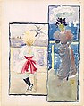 Large Boston Public Garden Sketchbook:  A young girl and a woman gazing out to sea, Maurice Brazil Prendergast   American, Recto; watercolor over pencil, bordered in pencil and watercolor