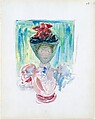 Large Boston Public Garden Sketchbook: A woman in a veiled hat decorated with poppies, Maurice Brazil Prendergast American, Recto: watercolor over pancil