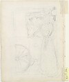 Large Boston Public Garden Sketchbook: Two women stopping to converse with an acquaintance riding in a carriage, Maurice Brazil Prendergast  (American, St. John’s, Newfoundland 1858–1924 New York), Recto: watercolor over pencil, bordered in watercolor and pencil