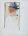 Large Boston Public Garden Sketchbook: A  woman drinking from a cup, Maurice Brazil Prendergast   American, Recto: watercolor over pencil, bordered in pencil and watercolor