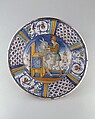 Dish (piatto): Man Washing the Mouth of an Ass, Maiolica (tin-glazed earthenware), Italian, Deruta