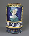 Apothecary jar (albarello), Maiolica (tin-glazed earthenware), Italian, Castelli