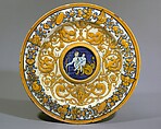 Dish for a ewer (bacile da versatore), Maiolica (tin-glazed earthenware), Italian, Deruta