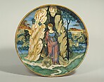 Dish (coppa): Saint Margaret, Maestro Giorgio Andreoli  Italian, Maiolica (tin-glazed earthenware)