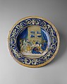 Armorial dish: Supper at the House of Simon the Pharisee, workshop of Maestro Giorgio Andreoli (Italian (Gubbio), active first half of 16th century), Maiolica (tin-glazed earthenware)