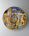 Armorial dish: The story of King Anius, Francesco Xanto Avelli da Rovigo (Italian, Rovigo ca.1487–1542), Maiolica (tin-glazed earthenware)