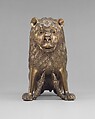 Aquamanile in the Form of a Lion, Bronze; binary copper alloy (approx. 88% copper, approx. 8% tin) hollow cast,
chased, engraved, and gilded., North German, Lubeck (?)