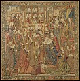 Emperor Vespasian Cured by Veronica's Veil, Wool, silk, and gilt-metal-strip-wrapped silk in slit, dovetailed, and double interlocking tapestry weave., Flemish, Brussels