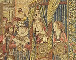 Emperor Vespasian Cured by Veronica's Veil, Wool, silk, and gilt-metal-strip-wrapped silk in slit, dovetailed, and double interlocking tapestry weave., Flemish, Brussels