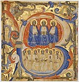 The Trinity in an Initial B, Master of the Codex Rossiano (Sienese, active ca. 1380–1400), Tempera and gold on parchment, Italian, Siena