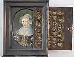 Portrait of a Woman; Sliding Portrait Cover with Inscription, Attributed to Ludger tom Ring the Younger (German, Münster 1522–1584 Braunschweig), Oil on copper panel, wood cover