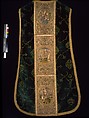 Chasuble with Orphreys depicting a saint and bishop saint (front), the Virgin and Child, Saint Martin, and Saint Peter (back), Velvet, Italian