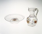 Armorial jug, Colorless (slightly gray) nonlead glass. Blown, enameled, gilt., Italian (Venice)