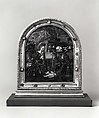 Nativity, Painted enamel, partly gilt, on copper; silver-gilt frame set with pearls, gemstones, and ronde-bosse enamels., probably French