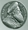 Portrait medal of Battista Vigo da Rapallo or Baptista Romanus (obverse); a Hand Holding a Branch and a Surgical Instrument, Bronze (copper alloy with light brown
patina and remnants of black wax or lacquer)., Italian, Venice or Padua (?)