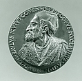 Portrait medal of Paolo Giovio (obverse); Giovio Raising a Man from a Grave (reverse), Francesco da Sangallo (Italian, 1494–1576), Bronze (Copper alloy with brown patina
under a layer of dark wax.)