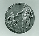 Portrait medal of Paolo Giovio (obverse); Giovio Raising a Man from a Grave (reverse), Francesco da Sangallo (Italian, 1494–1576), Bronze (Copper alloy with brown patina
under a layer of dark wax.)