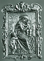 Pax with the Virgin and Child and Young St. John, Copper alloy; obverse gilt, reverse with a reddish brown patina; the frame was cast in four separate parts and riveted in each corner., Italian, Rome (?)