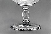 Cup with Three Dragon Heads, Reinhold Vasters (German, Erkelenz 1827–1909 Aachen) and, Rock crystal, cut on the wheel, enameled gold, rubies, and diamonds.