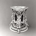Saltcellar, White clay overlaid with sheets of patterned, inlaid and tinted clay, French