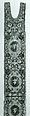 Two Orphrey Sections made into a Hanging or Cover, Silk; metal; hemp plain weave, Spanish