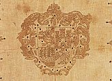 Table Cover with a Coat of Arms, Linen; silk; plant fiber, Spanish