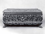 Cassone, Walnut, carved and partially gilded, iron., Italian, Rome