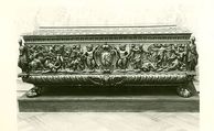 Cassone (chest), pair with 1975.1.1940, Walnut, carved and partially gilded; coniferous wood., Italian (Rome or Siena?)