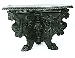 Hexagonal table, Walnut, carved; partially gilded., Italian