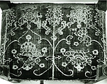 Armchair back and seat, Walnut, carved and turned; silk cut-velvet braided tape with fringe of green silk and gilt-metal thread., Italian (?) or American (United States?)