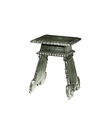 Stool (pair with 1975.1.2002), Walnut, carved, partially gilded., Italian