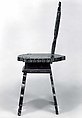 Side chair (sgabello, pair with 1975.1.2038), Walnut, carved., Italian