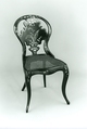 Papier-mâché side chair, Wood, papier-mâché, black lacquer, painted and gilded, mother-of-pearl, caned seat., British (?)