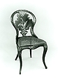 Papier-mâché side chair, Wood, papier-mâché, black lacquer, painted and gilded, mother-of-pearl, caned seat., British (?)