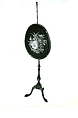Tripod pole fire screen, Satinwood, walnut, and other woods; needlework., British