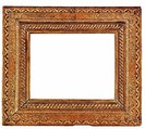 Reverse cassetta frame, Oak. Carved, gilt; brown-red bole, dragon's blood., Southern French