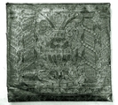 Chair seat cushion, Leather, tooled and painted, Italian or Spanish