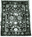 Carpet with vine scroll and palmette pattern, Wool pile on cotton foundation., Indian, probably Poona